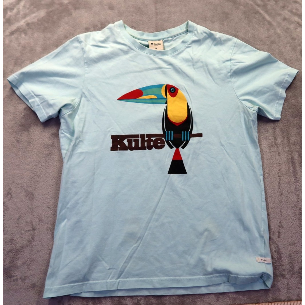 Kulte France Mens Graphic T-Shirt Light Blue Toucan Bird Print Size M